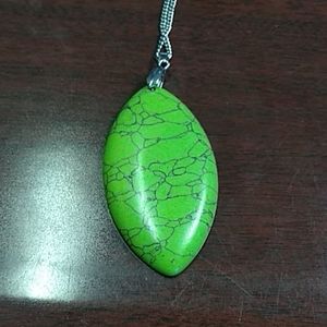 Green Stone silver sweater chain
